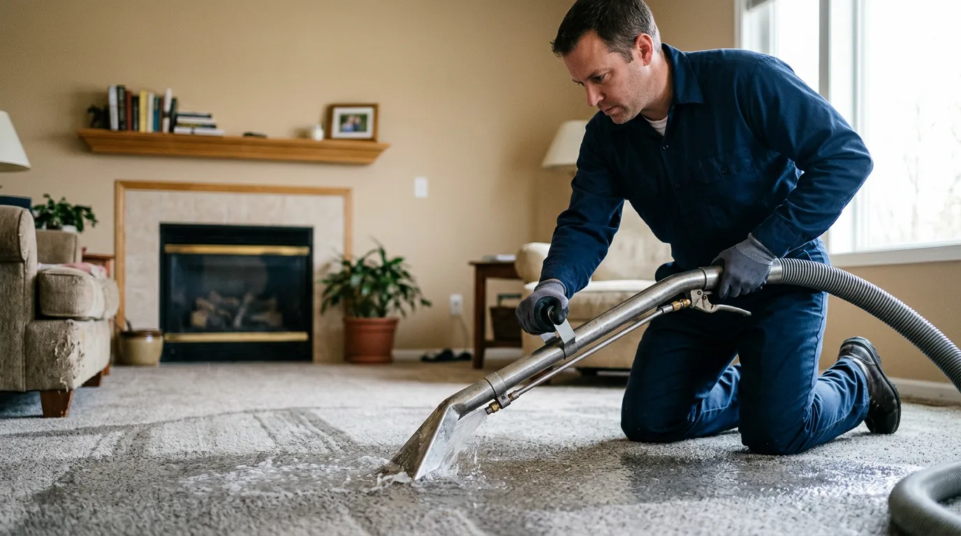 Water damage restoration technician working near Dayton, NY